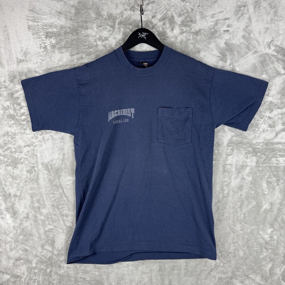 Vintage Fruit‎ of the Loom Pocket T Shirt Mens Large Black Selvedge Pocket USA